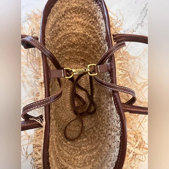 Jacquemus Le Panier Soli fringe raffia tote bag with brown leather trim - Picture 7 of 13